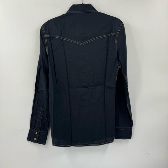 MEN'S WRANGLER RETRO® LONG SLEEVE WESTERN SNAP SOLID DOBBY SHIRT - Picture 3 of 8